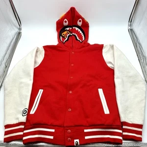 Veste universitaire homme Bape Baby Milo requin rouge moyen 100% authentique rare vintage - Photo 1/12