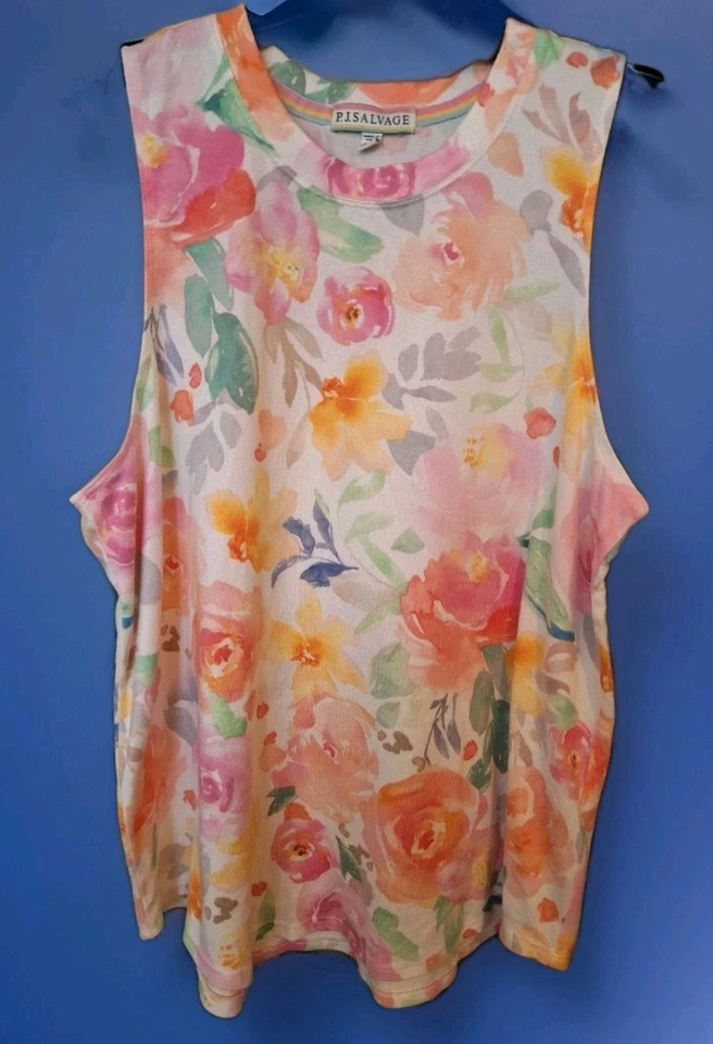 Camiseta sin mangas para mujer P J Salvage Spring Into Sunshire estampado floral mezcla de algodón talla XL Foto 1 de 4