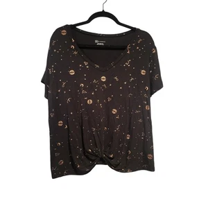 No Boundaries 2X Schwarz Gold Himmlischer Mond Sterne Strick T-Shirt Grunge Punk Goth - Bild 1 von 5