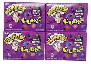 Warheads Sour Berry Mix Cubes 3,5 oz 99 g Paquete de 4 dulces masticables nuevos - Imagen 1 de 2