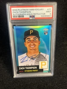 PSA 9 2022 PLATINUM ANNIVERSARY AQUA REFRACTOR  AUTO ZACH THOMPSON  /150 - Picture 1 of 2