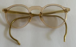 BAUSCH & LOMB 6 1/2 SAFETY BLUSH PINK HORN RIMMED EYEGLASSES B & L GLASSES Wrap - Picture 1 of 16