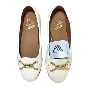 Aerosoles bequeme Damen-Ballerinas mit Schnalle Weite Größe 7W, 10W & 12W weiß - Bild 1 von 9