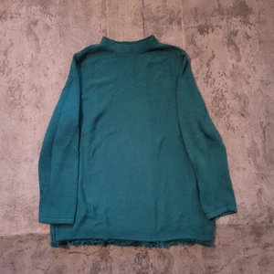 Chico's Size 2 US L Cashmere Blend Mock Turtleneck Sweater Fringe Hemline Casual - Picture 1 of 8