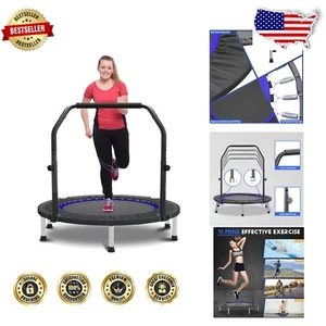Indoor Mini Trampoline for Kids & Adults - 40" Adjustable Fitness Equipment - Picture 1 of 10