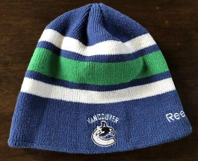 Vancouver Canucks NHL Hockey Invierno Calavera Gorra Gorro Tobogán Esquí Sombrero Reebok Foto 1 de 4