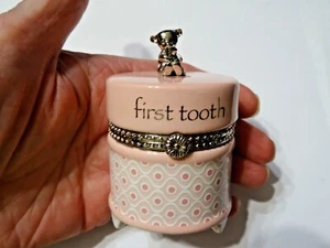 FIRST TOOTH ~ DEMDACO FIRST TOOTH PINK CERAMIC STONEWARE KEEPSAKE - Picture 1 of 6