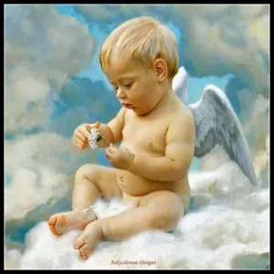 Kits de punto de cruz contados artesanía con agujas hágalo usted mismo tabla - Little Angels 16 - Imagen 1 de 5