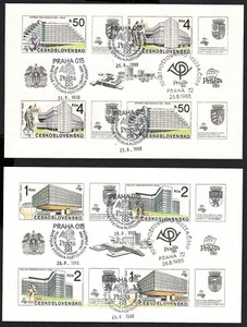 EBS Czechoslovakia 1988 - Praga '88 Architecture - Blocks 85-86 FANCY CANCELS - Picture 1 of 1