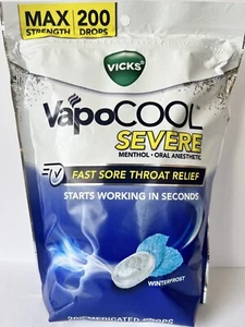 Vicks VapoCool Fast Sore Throat Relief Winterfrost 200 Medicated Drops Exp 09/25 - Picture 1 of 2