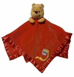 Disney Baby Red Winnie The Pooh Lovey Security Blanket Nunu Satin Edge Trim