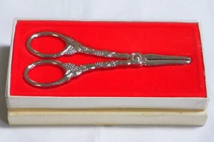 MEMA Sweden Silverplate Grape Scissors With Original Box VINTAGE - Picture 1 of 1