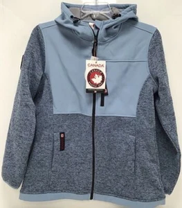 Canada Weather Gear Jacket Women's Hooded Fleece Sz. Large Heather Steam Blue - Picture 1 of 3