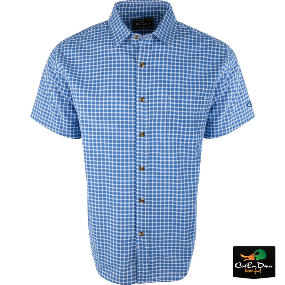 NEW DRAKE WATERFOWL SHORT SLEEVE NEVERTUCK SHIRT - PLAID - Image 1 of 1