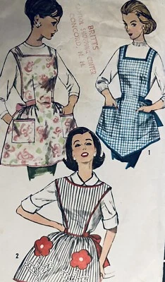 VTG `60 Simplicity 3702 Set of One Yard Bibbed Aprons w/Transfer Cut Complete - Image 1 of 4