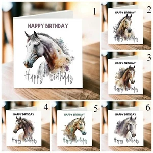 Horses Personalised Card Birthday card 6 designs any name or AGE 6 designs - Picture 1 of 7