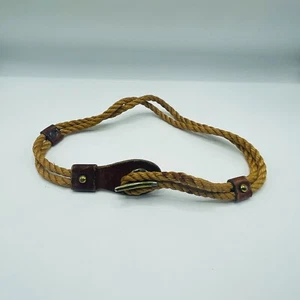 Cinturón de cuerda vintage trenzado de cuero y latón con hebilla de 30" de largo - Imagen 1 de 12