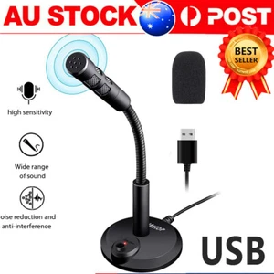 Desktop Mini USB Stand Microphone Mic For Desktop Laptop PC Computer 360° NEW AU - Picture 1 of 14