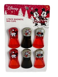 Disney Mickey & Minnie Mouse CHRISTMAS Magnetic Bag Clips - 6 - NWT Santa Gifts - Picture 1 of 3