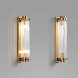 Gold Wall Lamp Glass Wall Sconce Modern Indoor Wall Light Fixture Bedroom Decor - Picture 1 of 23