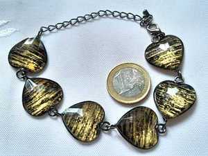 Armband Armkettchen schwarz gold Herzen - Bild 1 von 2