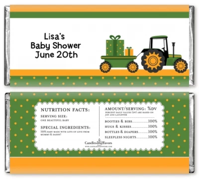 Camión tractor - Envolturas personalizadas para barra de caramelo de baby shower - Candy Favor  Foto 1 de 2