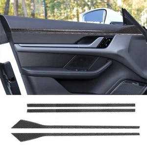 4Pcs Carbon Fiber Interior Door Panel Decorative Trim For Porsche Taycan 2019-22 - Picture 1 of 10