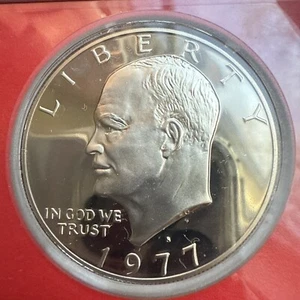 1977 S Eisenhower Prueba Dólar Gema DCAM Prueba Ike Moneda Directa del Juego de Prueba - Imagen 1 de 11
