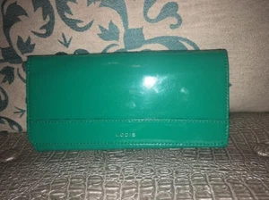 💕 Lodis Bright Green Patent Leather Flap Clutch Wallet💕 - Picture 1 of 7