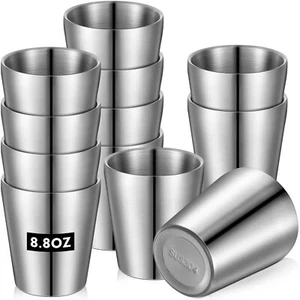 12 Pieces Stainless Steel Cups Double Wall Tumbler Glasses Stackable Glasses Met - Picture 1 of 6