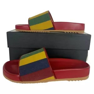Sandalias Gucci Para Hombre Rojas Multi Baiadera Slides Lona Rayas Talla 10 - Imagen 1 de 9