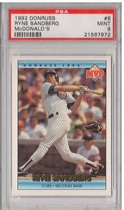 1992 Donruss RYNE SANDBERG #6 McDonald's MVP PSA 9 Mint Chicago Cubs - Picture 1 of 2