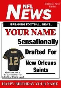 A5 Personalised New Orleans Saints NFL American Football Birthday Card PIDOA1 - Picture 1 of 1