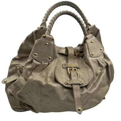 Halston Heritage Bolso de Hombro Hobo Cuero Brillo Metálico Saco Resort Festival Foto 1 de 4