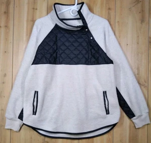 Abercrombie & Fitch Fleecejacke Pullover Damen Large Ivory Schwarz Asymmetrisch - Bild 1 von 13