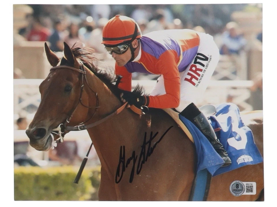 Foto firmada por Gary Stevens 8x10 autógrafo de jockey Beckett certificado de autenticidad carreras de caballos Foto 1 de 1