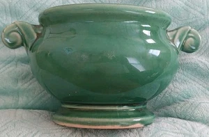 McCoy Art Pottery Green Glazed Pedestal Double Handled Pot Urn - Picture 1 of 5