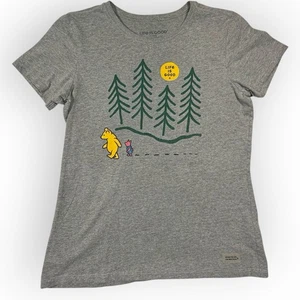 T-shirt Life is Good Winnie the Pooh Piglet grafica grigia frantoio donna taglia media - Foto 1 di 9