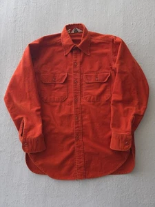 Vintage 1970s Woolrich Cotton Chamois Orange Flannel Shirt M Button-Up - Picture 1 of 9
