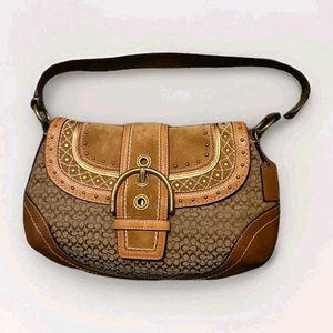 Bolso de Hombro Coach Signature Soho Hobo Marrón Cuero Suroeste Gamuza Y2K - Imagen 1 de 7