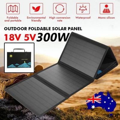 300W 18V Folding Mono Solar Panel Blanket Outdoor Camping Power Charger Battery - image 1 of 4