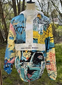Jean Michel Basquiat X Members Only Jacket L Half Zip Windbreaker Graffiti Art - Picture 1 of 10