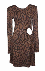 New DANIELLE BERNSTEIN S Dress Python Snakeskin Print O-Ring Cutout Shoulder Pad - Picture 1 of 8