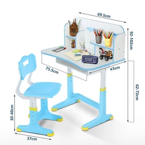 Kids Desk Chair Set School Student Child Kids Study Table Height Adjustable Iplp - Picture 1 of 15