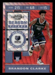 2019-20 Panini Contenders Optic Brandon Clarke #128 Red Wave RC Grizzlies - Picture 1 of 2