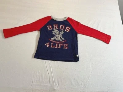 Gap Disney Boys Shirt Long Sleeve "Bros 4 Life" Graphic Mickey Pluto Size XS - Image 1 of 4