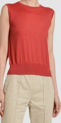 Suéter Agnona para mujer rojo sin mangas acanalado cachemir cuello redondo talla pequeña $850 Foto 1 de 4