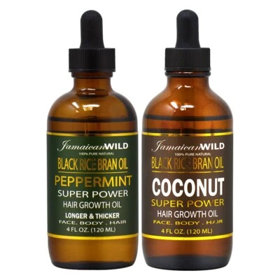Aceite de menta de salvado de arroz negro salvaje jamaicano 4 oz + aceite de coco 4 oz wFNF Foto 1 de 2