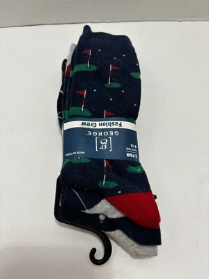 George Para Hombres Azul y Gris Moda Crew Vestido Golf Calcetines 3 Pares Zapato Talla 6-12 Nuevo Foto 1 de 4