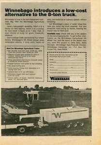 1974 Print Ad of Winnebago 5th Wheel Agricultural Trailer International Combine - Picture 1 of 2